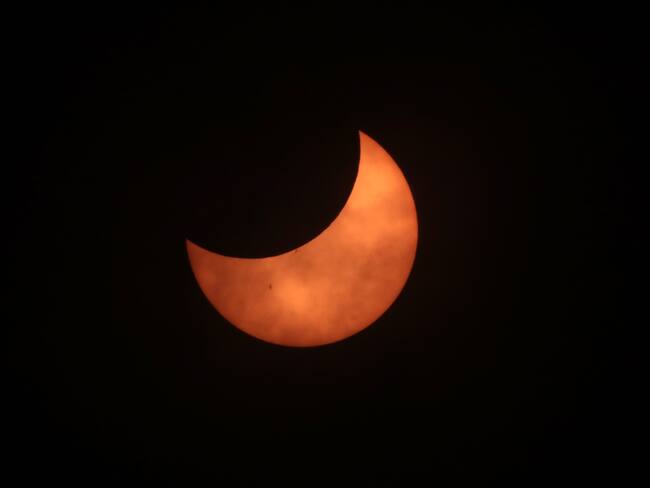 October14, 2023, Mexico City, Mexico: The annular solar eclipse seen from the Luis Enrique Erro Planetarium of the National Polytechnic Institute in Mexico City. (Photo by Luis Barron / Eyepix Group). (Photo credit should read Luis Barron / Eyepix Group/Future Publishing via Getty Images)