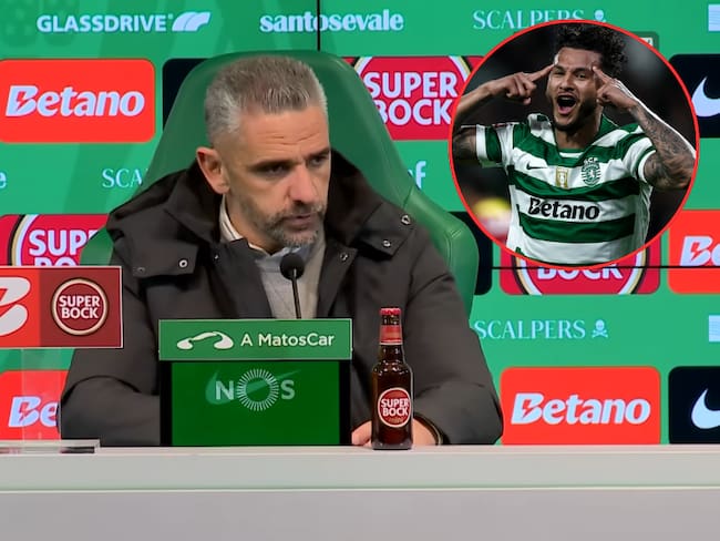 Rui Borges, técnico del Sporting, y Luis Suárez / Composición: Caracol Radio