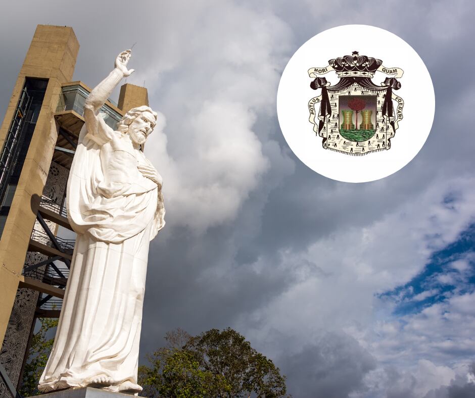 Cerro del Santísimo y escudo Municipio de Floridablanca (Getty Images)