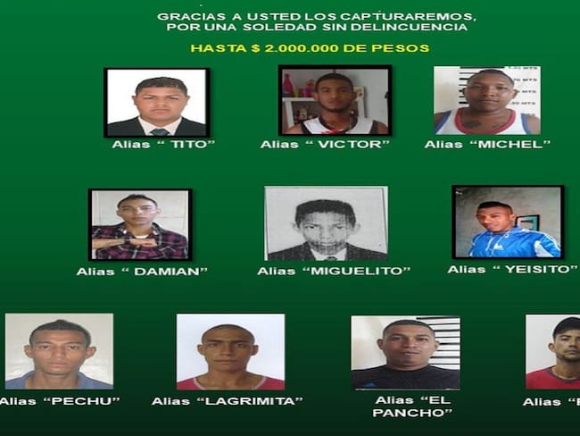Policía lanzó el cartel de los 10 delincuentes más buscados en Soledad