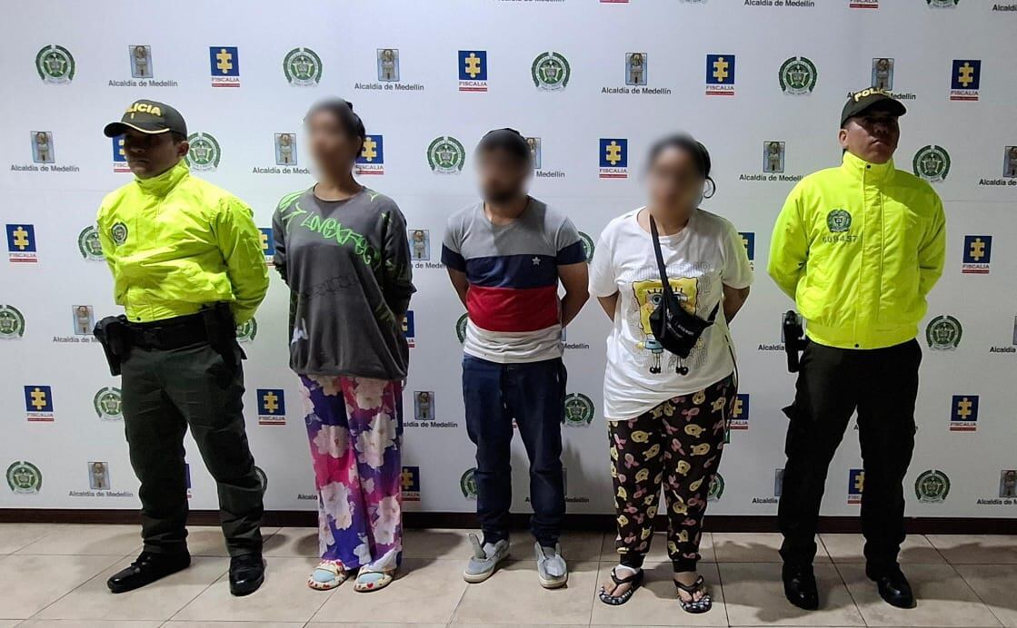Capturados presuntos integrantes de red de trata de personas en Medellín. Foto: Policía Metropolitana del Valle de Aburrá