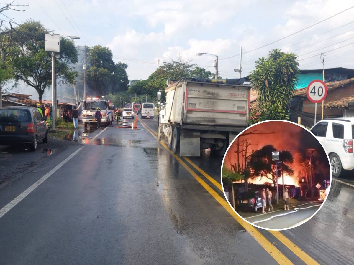 Incendio en La Virginia consumió varias viviendas, fue necesario el apoyo de Bomberos Pereira