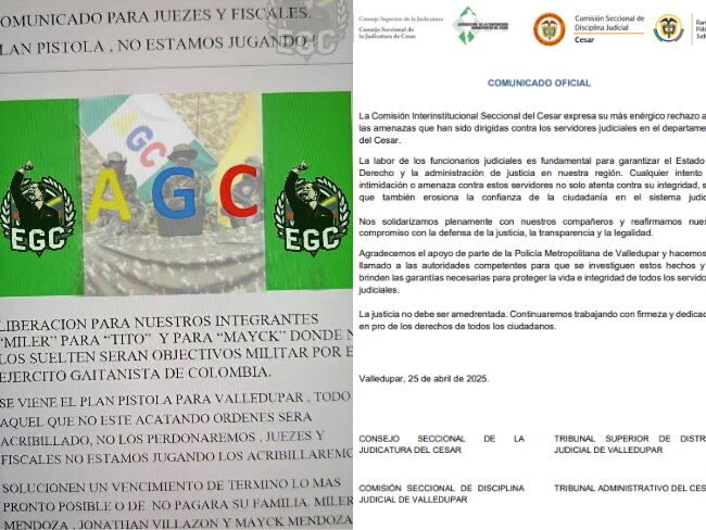 Rama Judicial rechazó presunto plan pistola contra jueces y fiscales en el departamento del Cesar