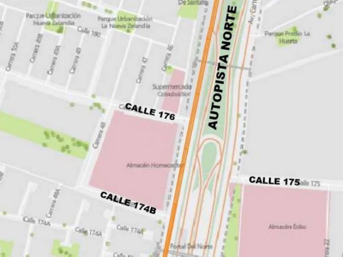 Cierre de carril en la autopista norte hasta junio en Bogotá