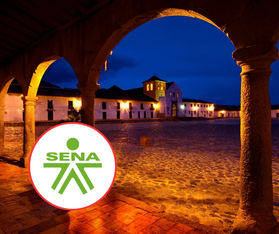 Villa de Leyva y logo del SENA (Getty Images)