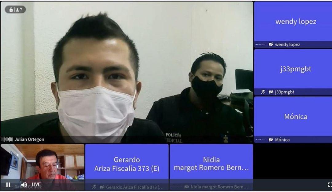 Julián Valente Ortegón, presunto feminicida de Ana María Castro. Foto toamda de audiencia virtual de imputación de cargos