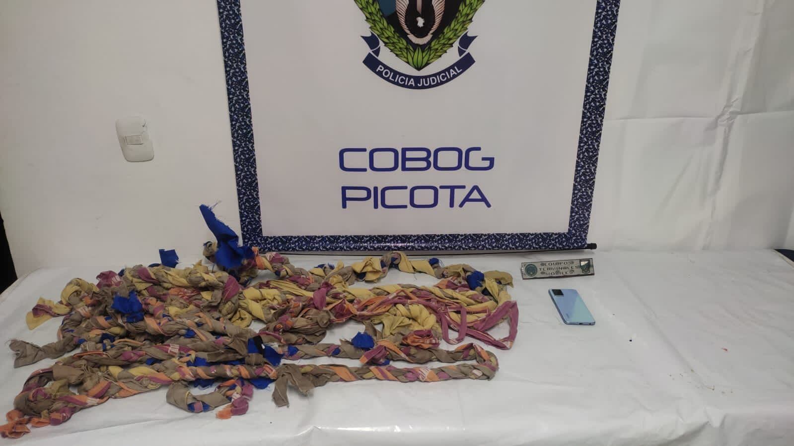 La soga con la que cuatro reclusos pretendían fugarse de la cárcel La Picota.