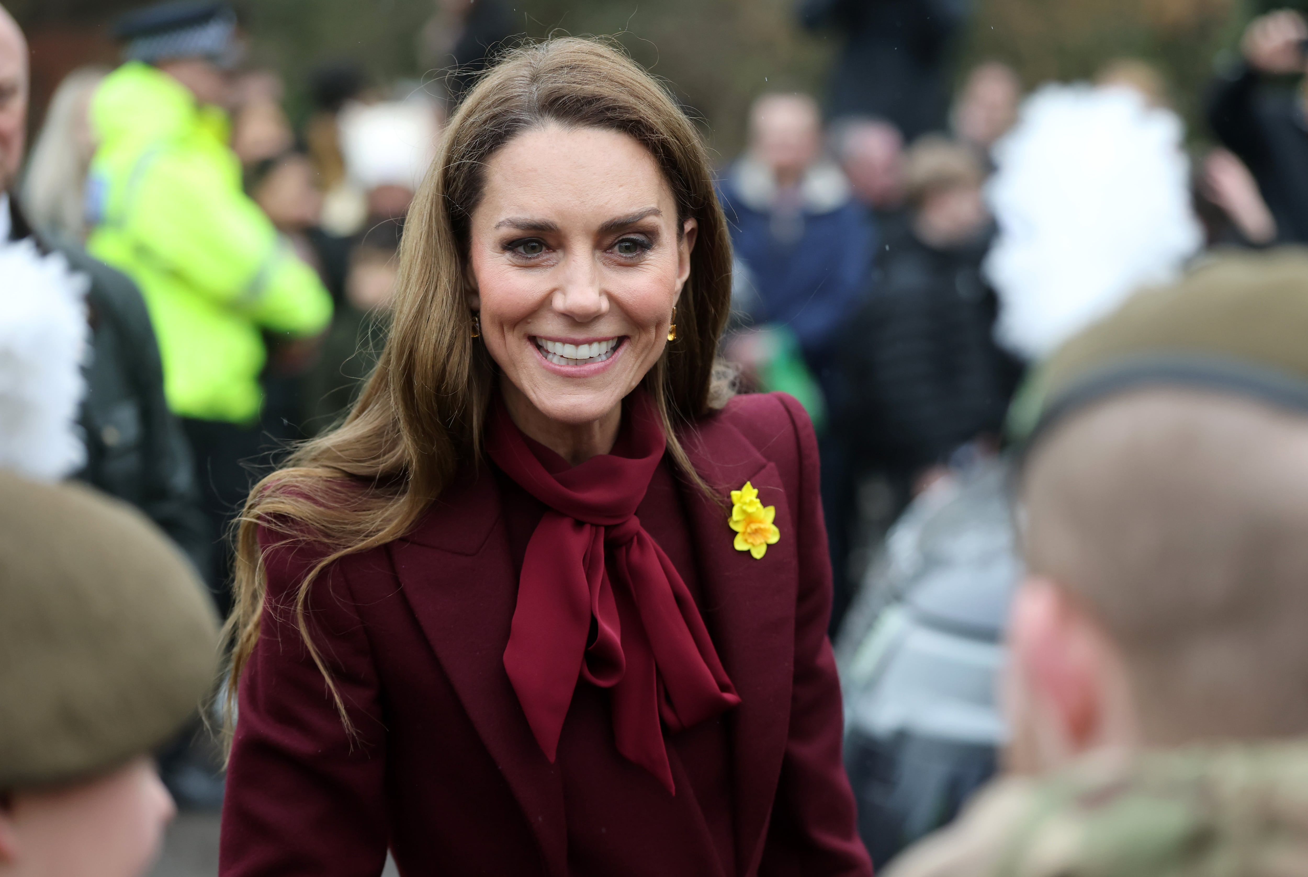 NEWTOWN, WALES - FEBRUARY 26: Catherine, Princess of Wales, smiles during her visit to the Hafan Yr Afon on February 26, 2026 in Newtown, Wales. The Prince and Princess of Wales visited communities in Powys, Wales today ahead of St David's Day. (Photo by Chris Jackson/Getty Images)