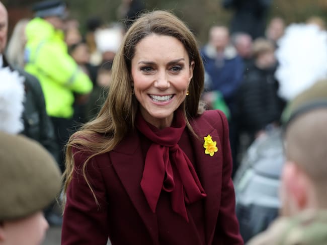 NEWTOWN, WALES - FEBRUARY 26: Catherine, Princess of Wales, smiles during her visit to the Hafan Yr Afon on February 26, 2026 in Newtown, Wales. The Prince and Princess of Wales visited communities in Powys, Wales today ahead of St David's Day. (Photo by Chris Jackson/Getty Images)