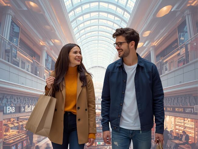 Centro Comercial, imagen de referencia (Generada con IA de Canva).