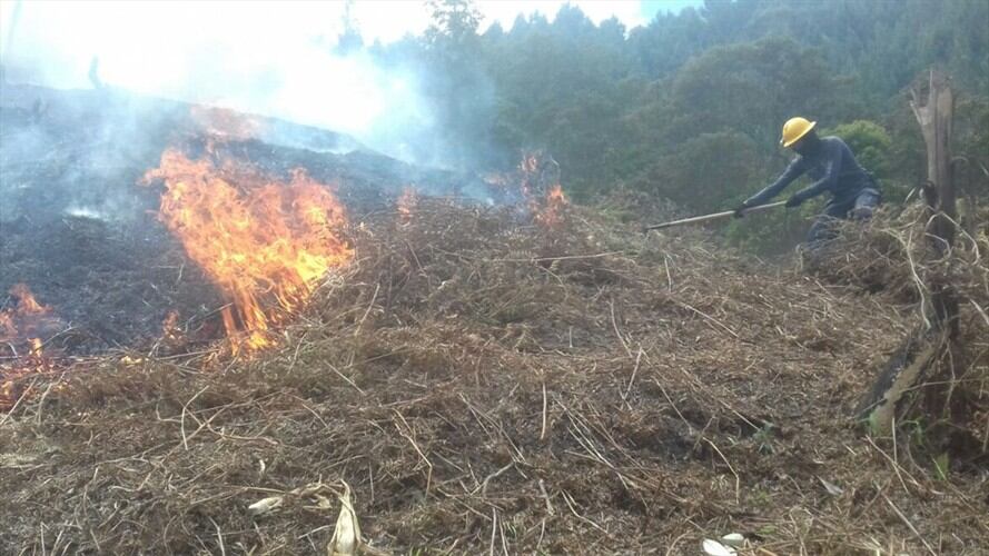 Cuerpo de Bomberos controla incendio en el municipio de Sotaquirá en Boyacá. Foto: Cuerpo de Bomberos de Paipa