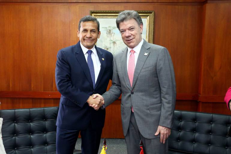 Ollanta Humala, presidente de Perú y Juan Manuel Santos, presidente de Colombia