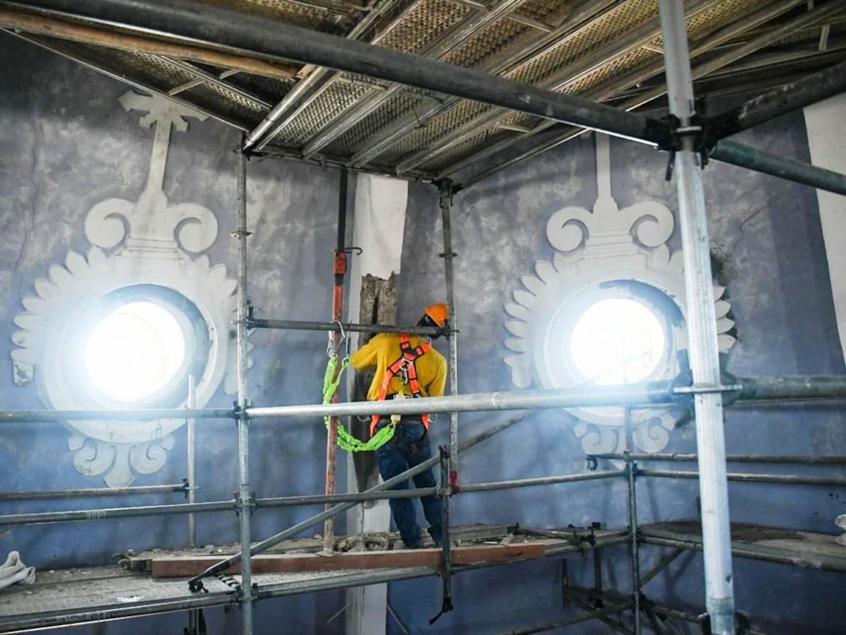 Etcar adelanta reparación de la cúpula de la iglesia de San Pedro