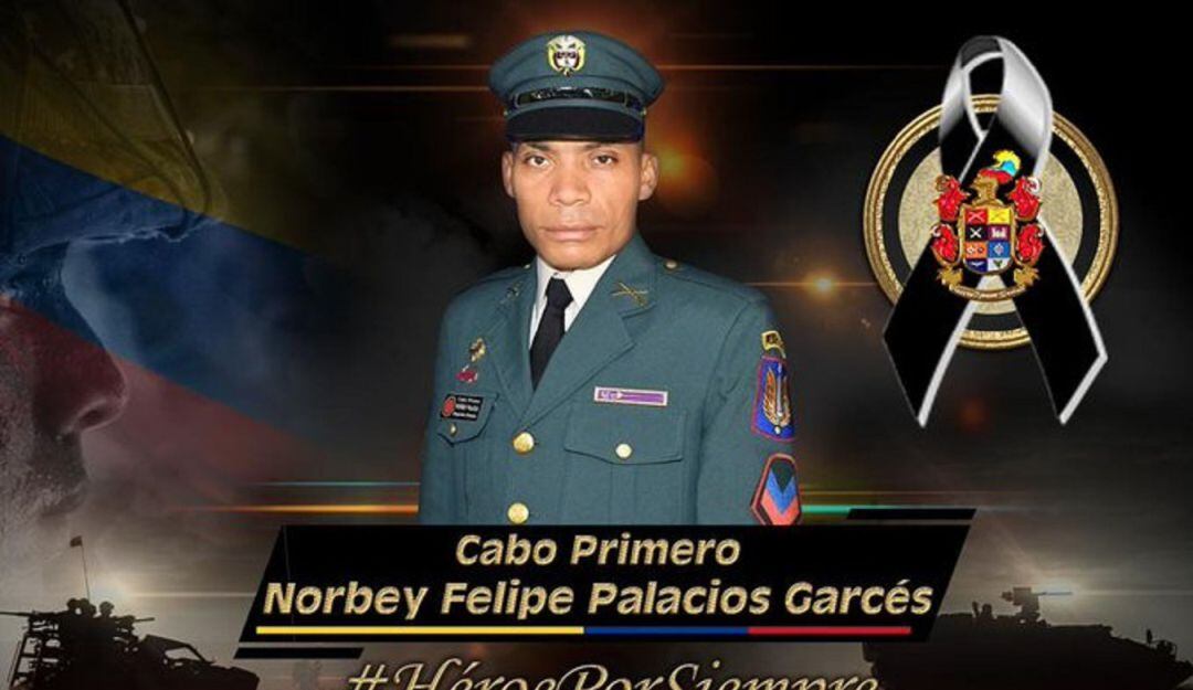 El Cabo Primero Norbey Garcés Palacios, fue atacado por un francotirador.