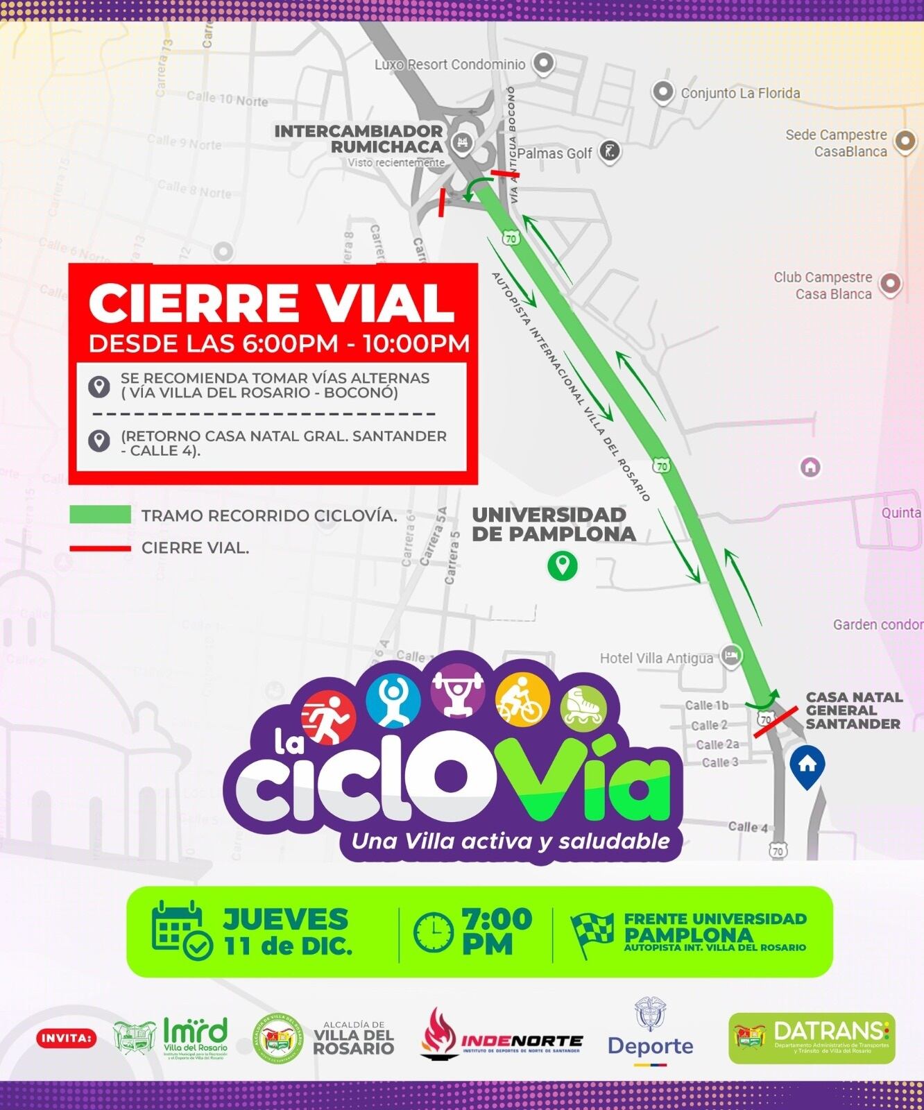 Ciclovía navideña en Villa del Rosario. / Foto: Cortesía.