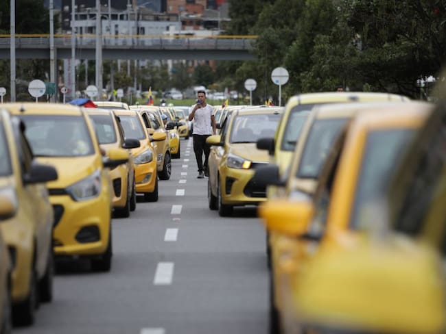 Manifestación de taxistas en Bogotá, imagen de referencia. Foto: Getty Images.
