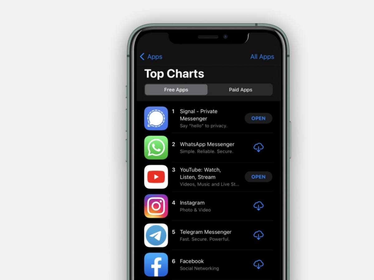 Signal alcanza la cima en la categoría de apps gratuitas en App Store