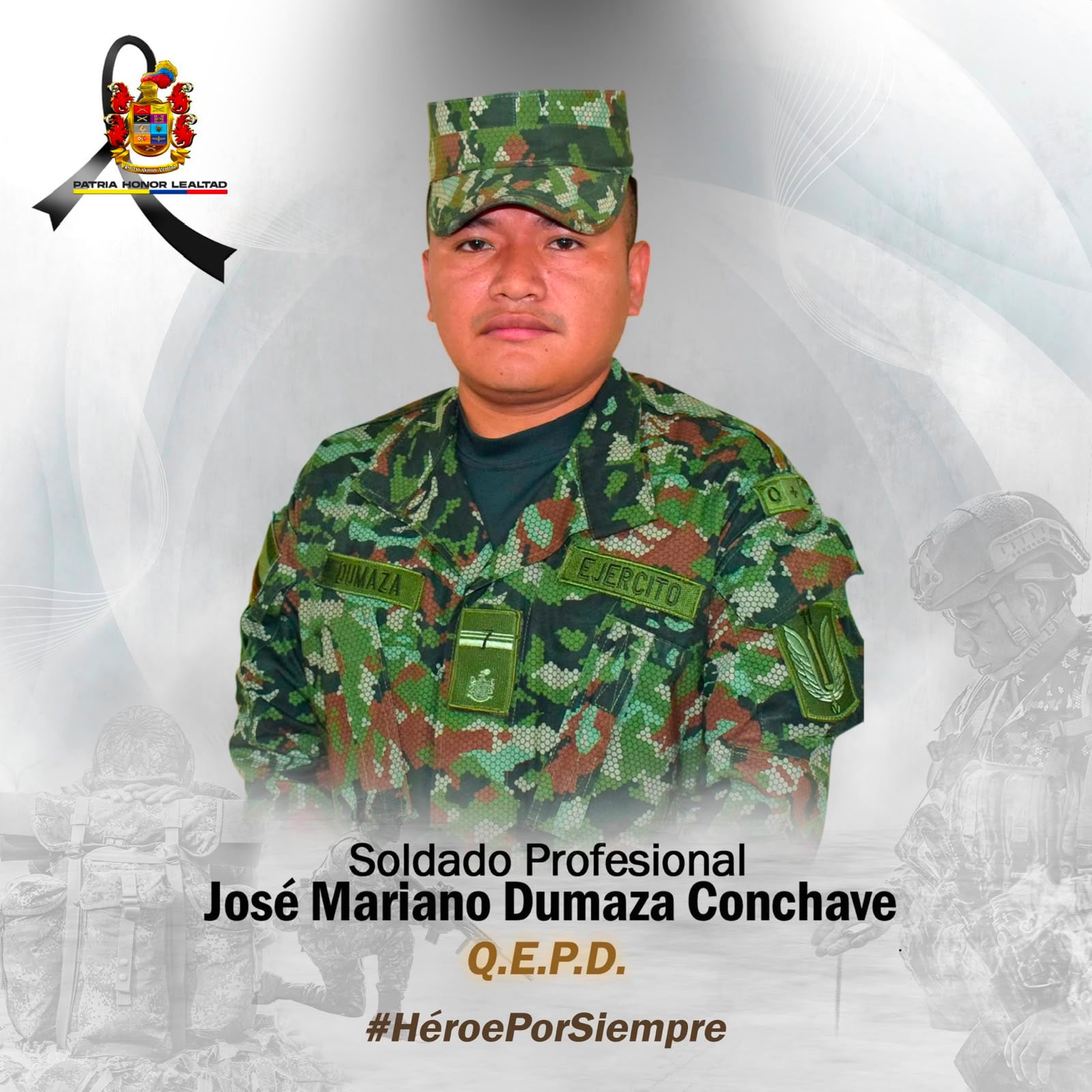 Soldado profesional José Mariano Dumaza Conchave. / Foto: Ejército Nacional.