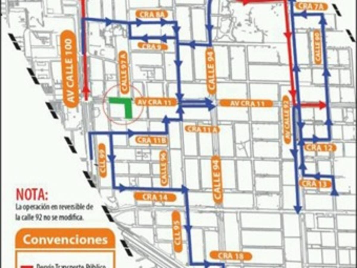 Nuevos desvíos en la carrera 11 entre calles 100 y 92