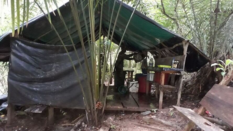 Se logró la ubicación y destrucción de un laboratorio para el procesamiento de clorhidrato de cocaína en la vereda Punta La Gorra. Foto: Ejército Nacional