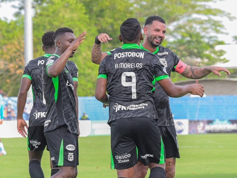Alfredo Morelos festeja su gol ante Jaguares en Montería / Colprensa.