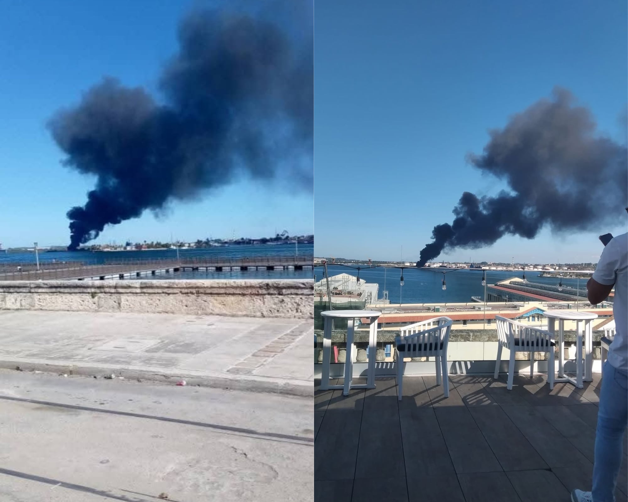 Las llamas afectan una de las tres refinerías petroleras de la isla aunque el gobierno no ha aclarado el alcance de los posibles daños.
(Foto:   Caracol Radio / Cortesía)