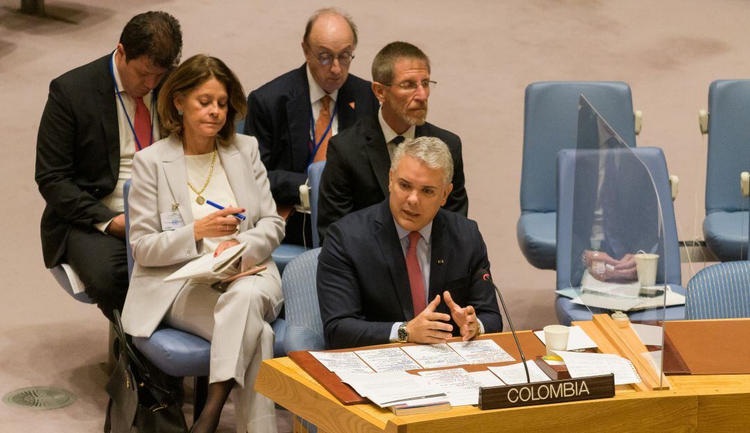 El presidente Iván Duque en su intervención en el Consejo de Seguridad