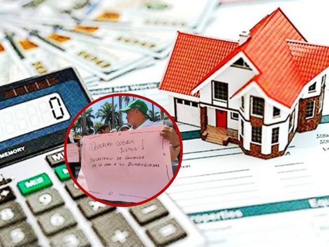 Manifestación frente a la Alcaldía de Bucaramanga por incrementos en el impuesto predial