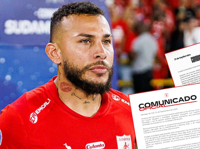 Duván Vergara y comunicado de América de Cali. Fotos: (Photo by Mauricio Duque/Eurasia Sport Images/Getty Images) / x @AmericadeCali