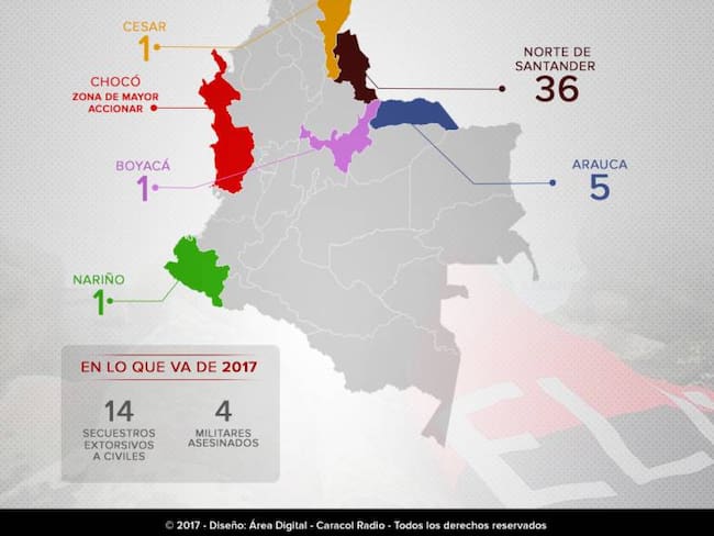 Arauca, Chocó y Norte de Santander los departamentos más golpeados por el Eln