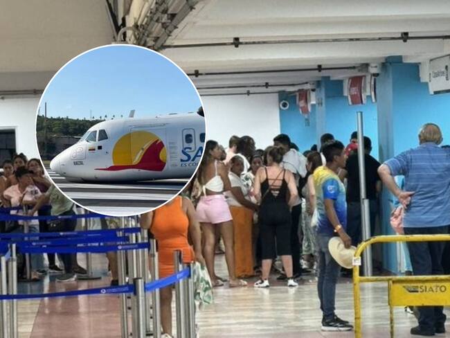 Evacuación de pasajeros del aeropuerto de San Andrés por accidente de avión de Satena./ Foto: En X @AndresOClavijo y tomada de redes (avión).