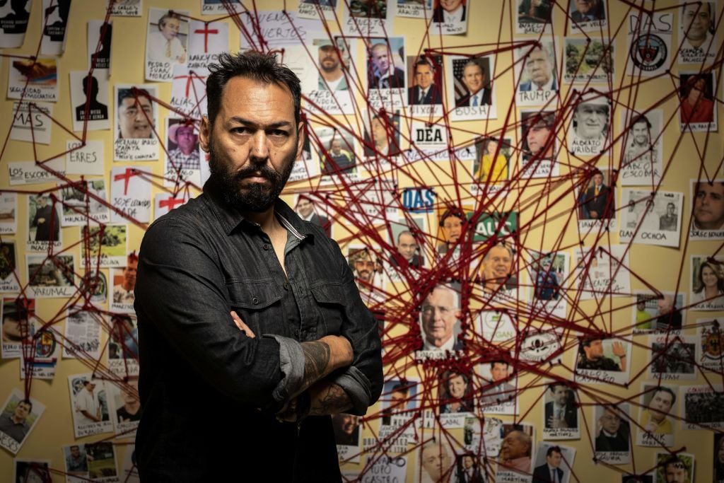 Colombian journalist, writer, criminologist and penalist, scriptwriter and producer of the series Matarife, exiled in southwestern France Daniel Mendoza poses during a photo session on March 25, 2022 in a village near Toulouse. (Photo by Lionel BONAVENTURE / AFP) (Photo by LIONEL BONAVENTURE/AFP via Getty Images)