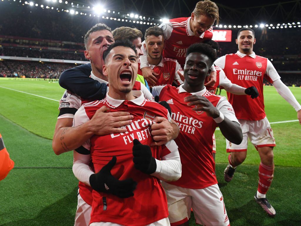 Arsenal celebra el segundo gol ante el West Ham . (Photo by Stuart MacFarlane/Arsenal FC via Getty Images)
