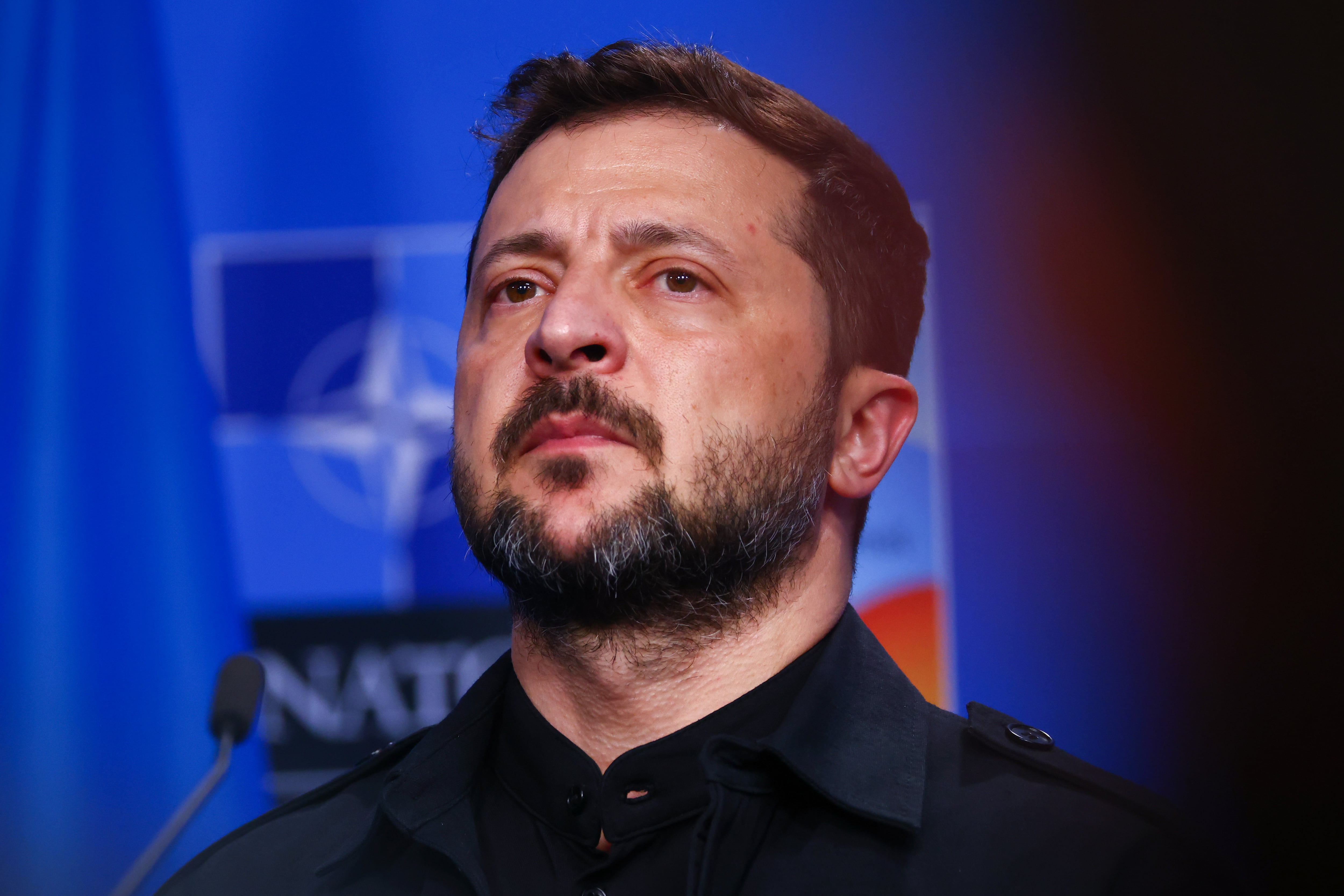 El Presidente de Ucrania, Volodímir Zelenski, durante la 76ª Cumbre de la OTAN en el Foro Mundial de La Haya, Países Bajos, el 24 de junio de 2025.  FOTO: Beata Zawrzel/NurPhoto via Getty Images)