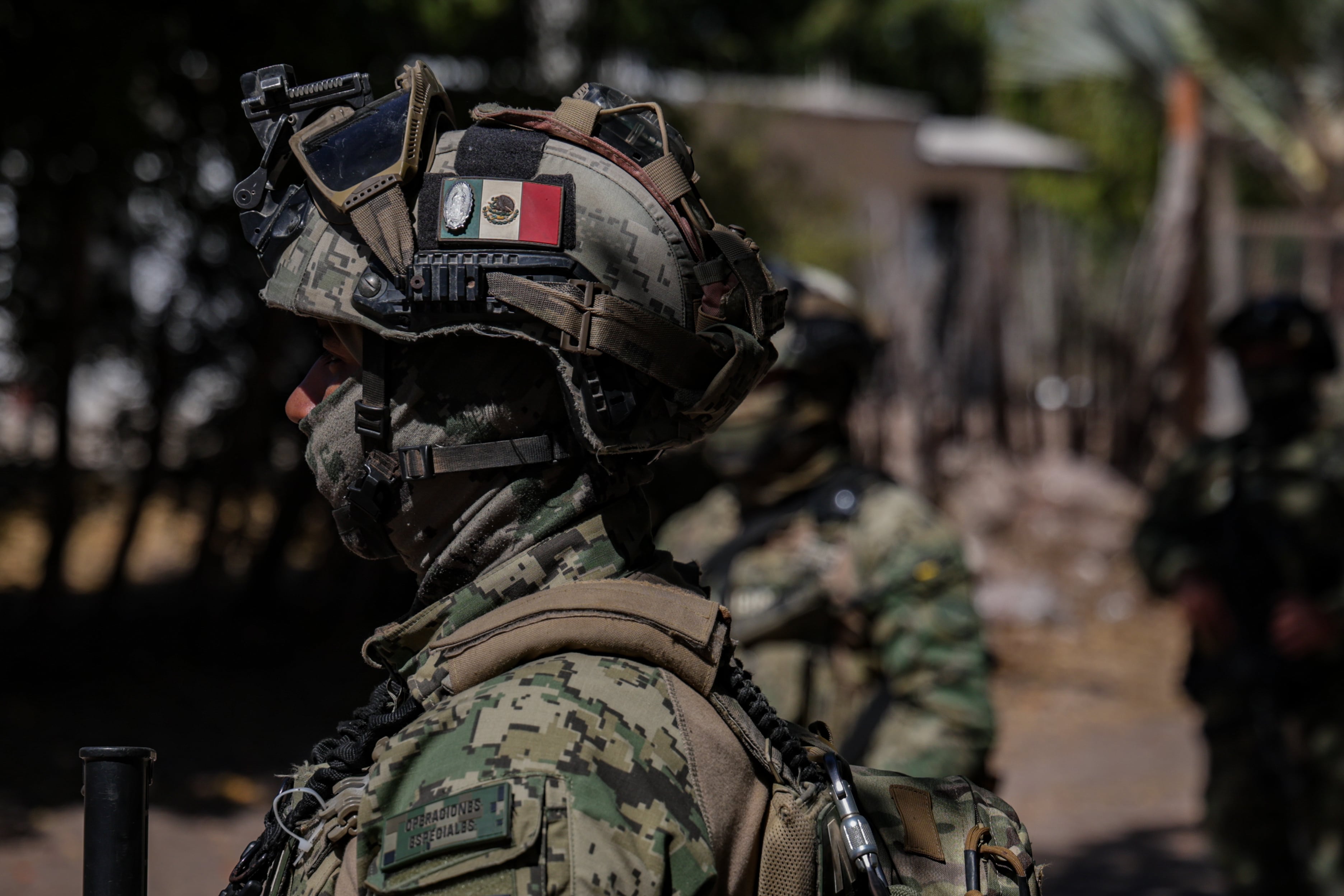 Un operativo de la Marina de México en la comunidad de Valle Escondido, Culiacán, México. (Photo by Jesus Verdugo/Anadolu via Getty Images)