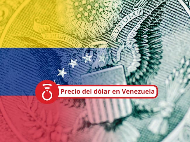 De fondo: Imagen enfocada de una de las secciones del billete de un dólar estadounidense, destacando el águila. A la izquierda hay una imagen translúcida de la bandera de Venezuela (Crédito: Getty Images)
