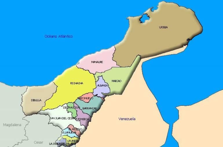 Mapa político de La Guajira