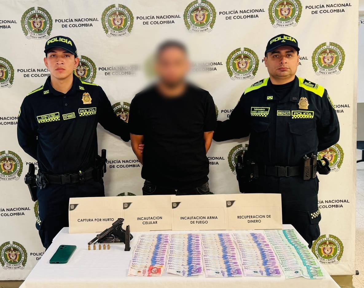 Autoridades capturan presunto responsable por hurto a adulta mayor y recuperan $6 millones de pesos Foto: Policía Nacional 