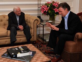 El expresidente Carter destaca la "talla de líder" del presidente Santos. Foto: Presidencia