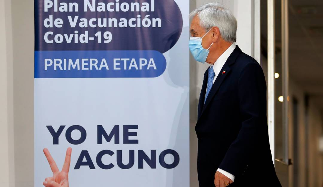 El presidente Sebastián Piñera elogió el plan de vacunación en Chile. Foto: Getty