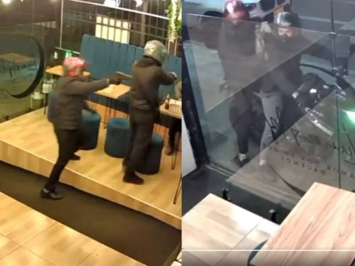 VIDEO | Violento atraco a mano armada en Cedritos: 4 hombres robaron a clientes de un restaurante