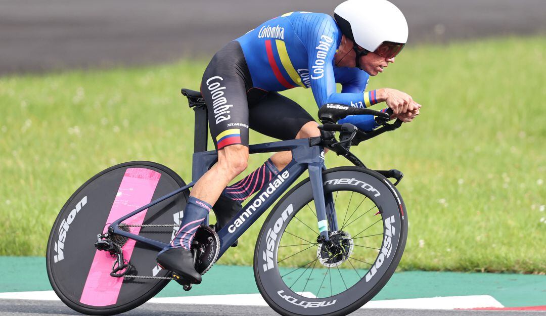 Rigoberto Urán durante la prueba contrarreloj de los Juegos Olímpicos.