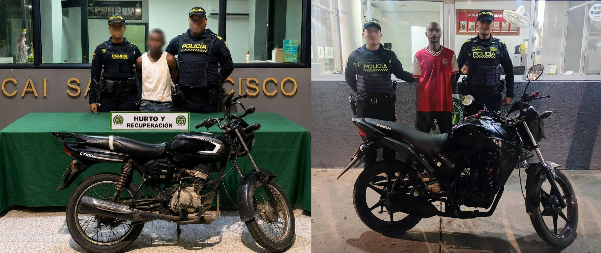 Capturados por hurto. // Policía Metropolitana de Cartagena
