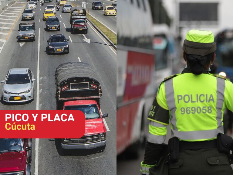 Control de la Policía de Tránsito y al lado una vía con carros de Colombia (Fotos vía Getty Images)