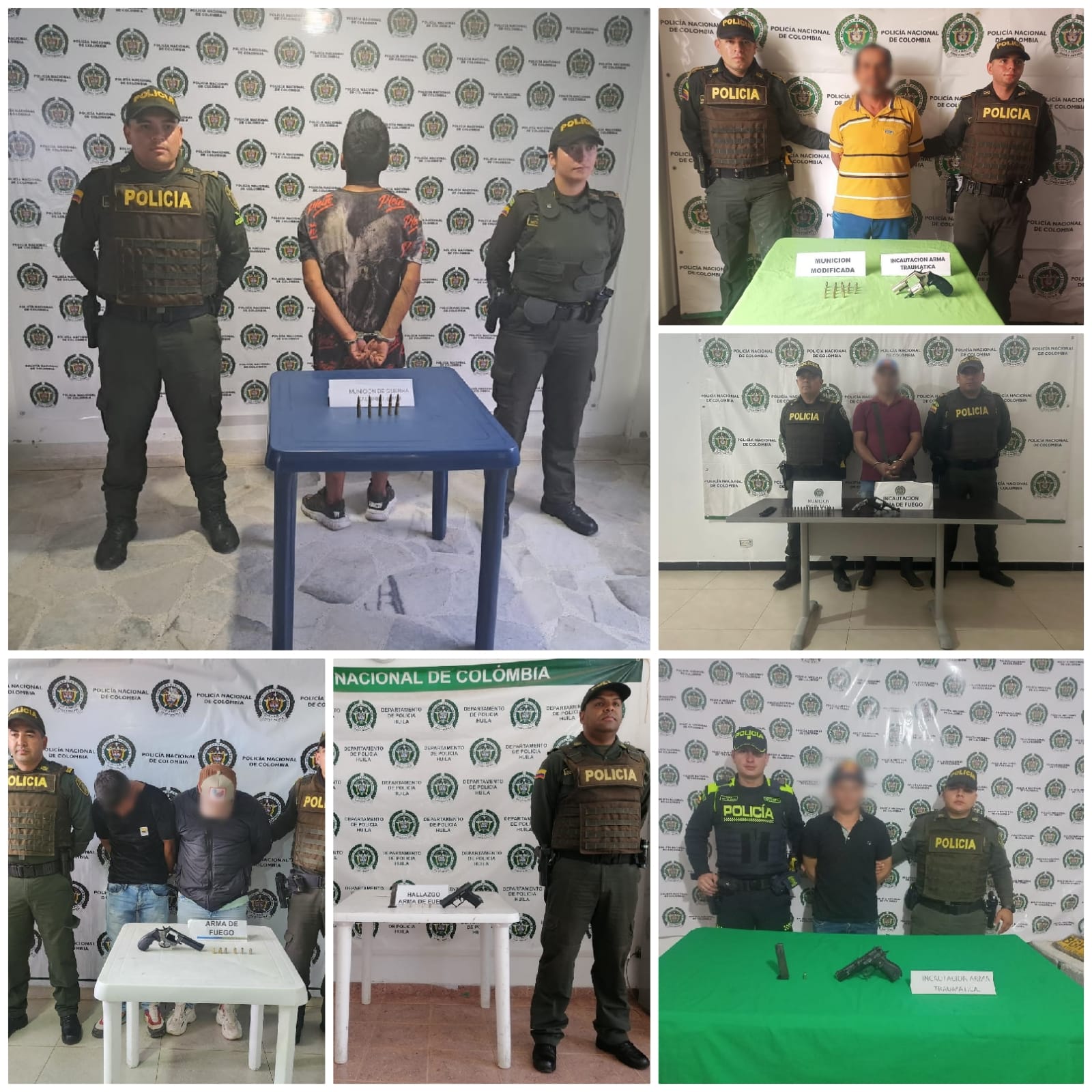 La semana que termina 38 personas fueron capturadas y de ellas 11 por tráfico de estupefacientes, el resto por delitos de homicidio, porte ilegal, hurto y otros.