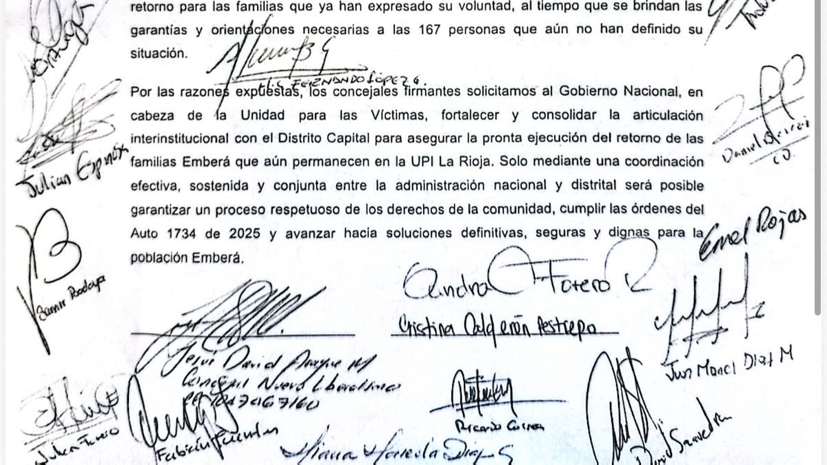 Mediante una carta concejales de Bogotá piden a Unidad para las Víctimas garantías a comunidad embera