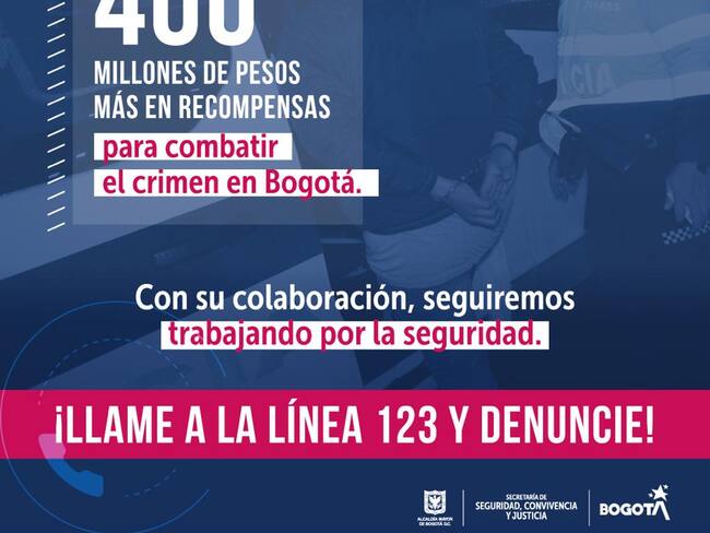 Alcaldía de Bogotá destina 400 millones de pesos para recompensa por criminales