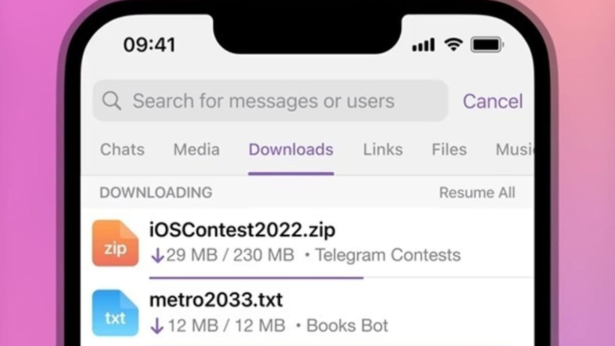 Telegram introduce un gestor de descargas de archivos