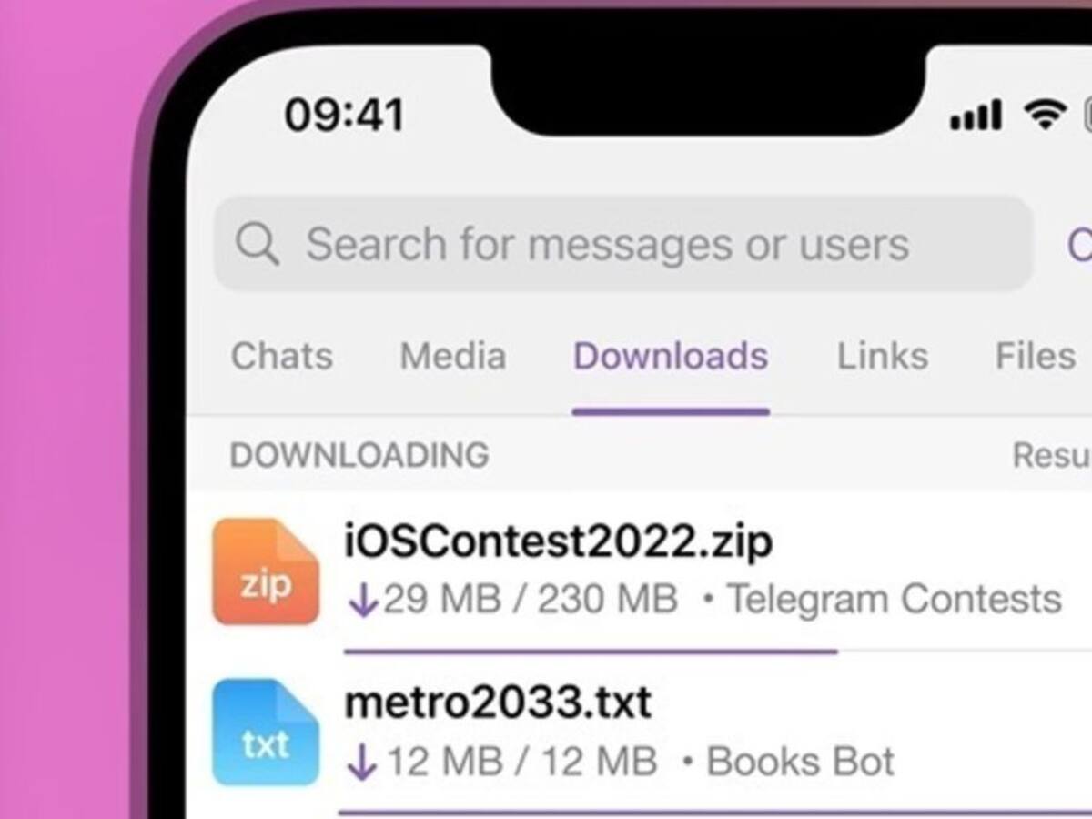 Telegram introduce un gestor de descargas de archivos