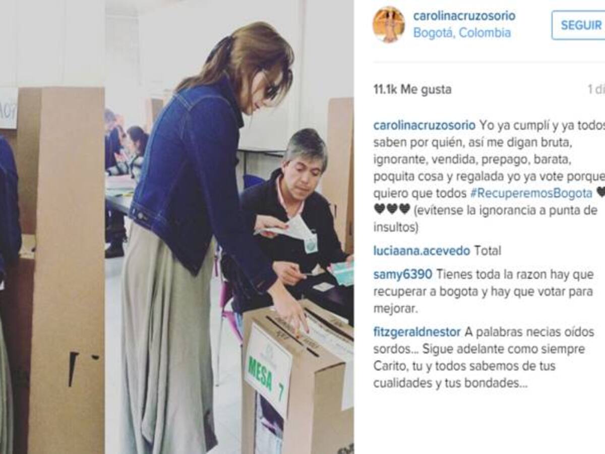 Carolina Cruz explota en Instagram y defiende voto por Enrique Peñalosa